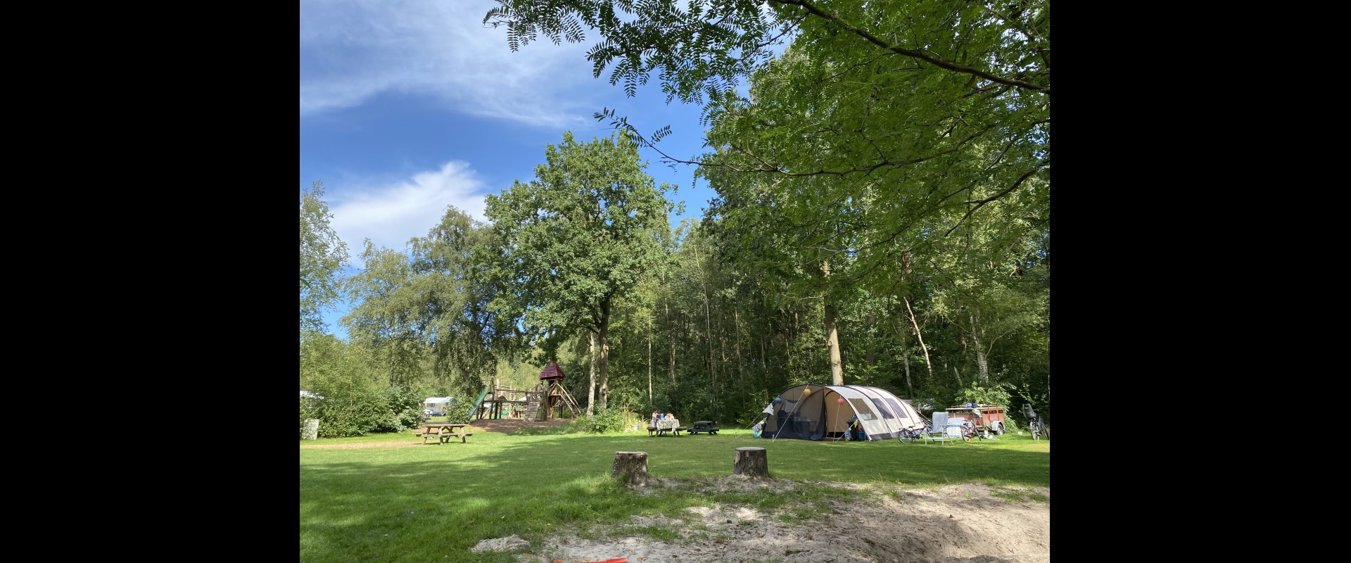 Camping in a tent store